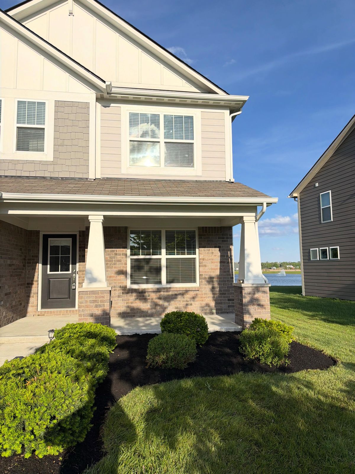 Landscaped brick home entrance