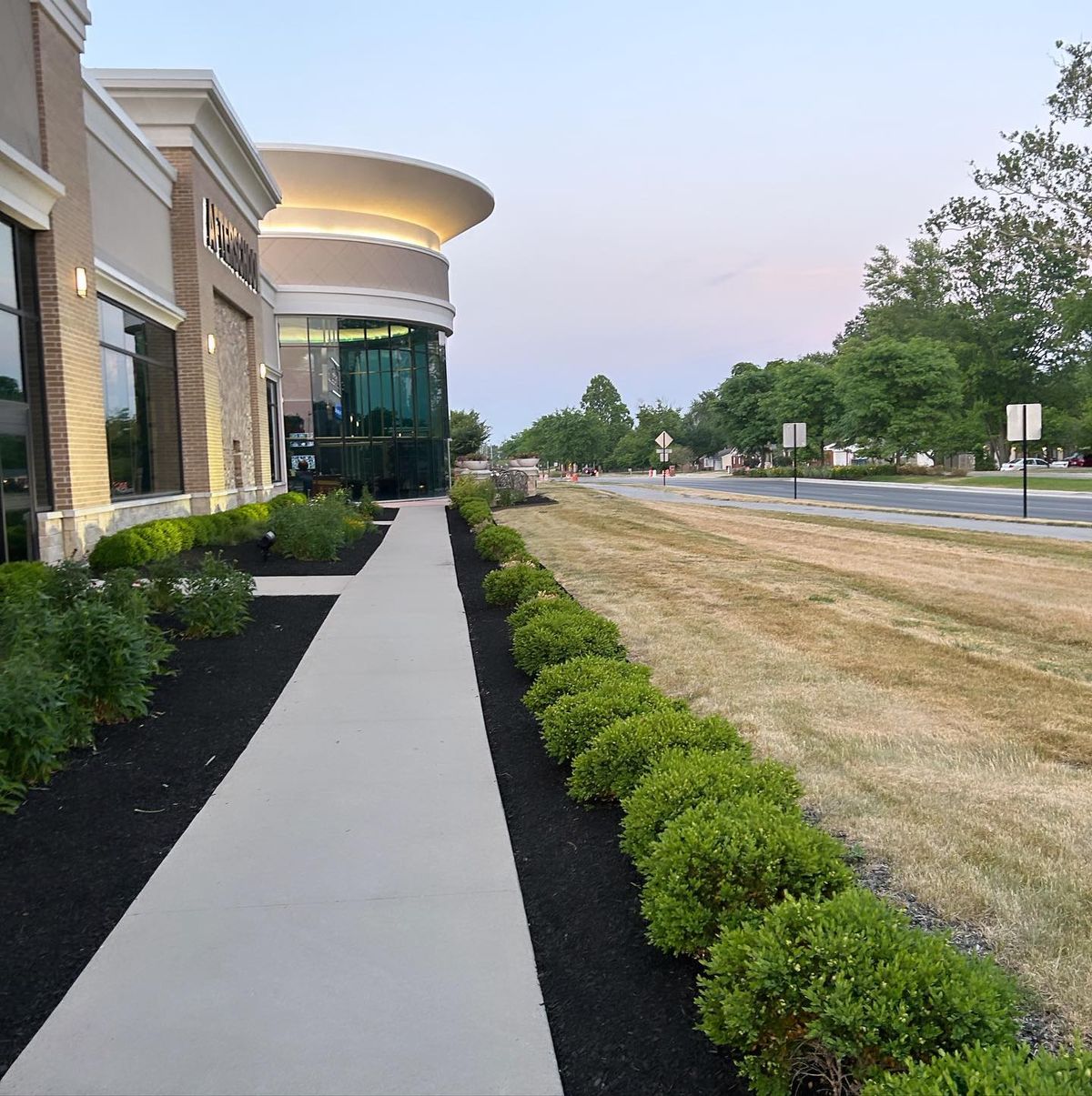 Commercial walkway landscaping